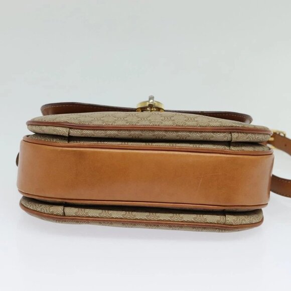 CELINE Macadam Canvas Shoulder Bag PVC Beige Gold Auth 119185 - Picture 7 of 16